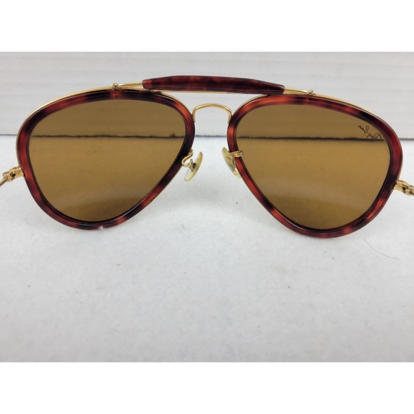 Vtg Ray-Ban W0743 62-14 Sunglasses Traditionals Outdoorsman Style G Tort Aviator - Picture 7 of 13